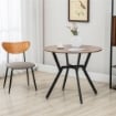 TAVOLO ROTONDO DA SOGGIORNO PER 2 PERSONE CON SOSTEGNO A X, IN LEGNO E ACCIAIO,Ø90 X 76AH CM, NERO E MARRONE