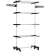 STENDINO VERTICALE CON 4 RIPIANI REGOLABILI, IN ACCIAIO E PLASTICA, 142X55X172 CM, NERO E ARGENTO