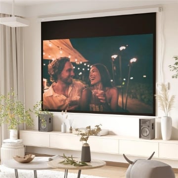 TELO PROIETTORE 100 POLLICI CON TELECOMANDO IN PVC E METALLO 247X7.5X168 CM BIANCO