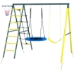 SET ALTALENE DA GIARDINO ROTONDA E CLASSICA, SCALETTE IN ACCIAIO E CORDA E CANESTRO PER BAMBINI 3-8 ANNI