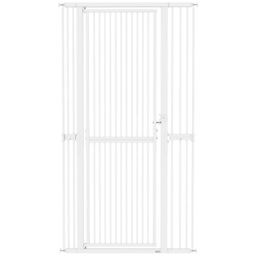 CANCELLINO PER CANI E GATTI ALTO 180 CM, ESTENSIBILE DA 76-104 CM E MONTAGGIO A PRESSIONE, BIANCO