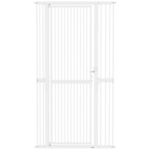 CANCELLINO PER CANI E GATTI ALTO 180 CM, ESTENSIBILE DA 76-104 CM E MONTAGGIO A PRESSIONE, BIANCO