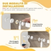 CANCELLINO PER CANI E GATTI ALTO 180 CM, ESTENSIBILE DA 76-104 CM E MONTAGGIO A PRESSIONE, BIANCO