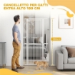 CANCELLINO PER CANI E GATTI ALTO 180 CM, ESTENSIBILE DA 76-104 CM E MONTAGGIO A PRESSIONE, BIANCO