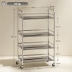 CARRELLO MULTIUSO A 4 LIVELLI CON 2 RIPIANI REGOLABILI E BORDI RIALZATI, IN ACCIAIO INOX, 60X35X100 CM
