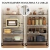 CARRELLO MULTIUSO A 4 LIVELLI CON 2 RIPIANI REGOLABILI E BORDI RIALZATI, IN ACCIAIO INOX, 60X35X100 CM