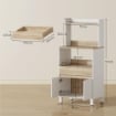 MOBILETTO PER MICROONDE IN LEGNO CON MENSOLA, RIPIANO APERTO, CASSETTO E ARMADIETTO, 60X40X131 CM, BIANCO