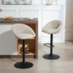 SET 2 SGABELLI DA BAR CON ALTEZZA REGOLABILE, SEDUTA GIREVOLE IN TESSUTO E POGGIAPIEDI, BEIGE