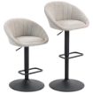 SET 2 SGABELLI DA BAR CON ALTEZZA REGOLABILE, SEDUTA GIREVOLE IN TESSUTO E POGGIAPIEDI, BEIGE