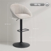 SET 2 SGABELLI DA BAR CON ALTEZZA REGOLABILE, SEDUTA GIREVOLE IN TESSUTO E POGGIAPIEDI, BEIGE