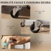 CARRELLO MULTIUSO A 4 LIVELLI CON RIPIANO CENTRALE REGOLABILE E BORDI RIALZATI, IN ACCIAIO INOX, 60X35X77 CM
