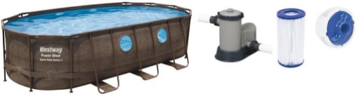 PISCINA BESTWAY STEEL VISTA - RATTAN MARRONE   Y 56716 - 549X274X122 + ACCESSORI