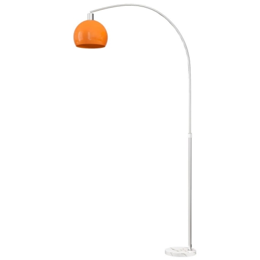LAMPADA DA TERRA AD ARCO CON INTERRUTTORE A PEDALE, IN MARMO, METALLO E PLASTICA, 26X90X180 CM, BIANCO E ARANCIONE
