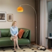 LAMPADA DA TERRA AD ARCO CON INTERRUTTORE A PEDALE, IN MARMO, METALLO E PLASTICA, 26X90X180 CM, BIANCO E ARANCIONE