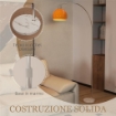 LAMPADA DA TERRA AD ARCO CON INTERRUTTORE A PEDALE, IN MARMO, METALLO E PLASTICA, 26X90X180 CM, BIANCO E ARANCIONE