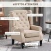 POLTRONA PER SALOTTO IN STILE FRANCESE CON SEDUTA IMBOTTITA E CUSCINI, IN POLIESTERE, 74X86X102 CM, BEIGE