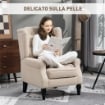 POLTRONA PER SALOTTO IN STILE FRANCESE CON SEDUTA IMBOTTITA E CUSCINI, IN POLIESTERE, 74X86X102 CM, BEIGE
