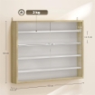 BACHECA PORTAOGGETTI A 4 RIPIANI REGOLABILI IN LEGNO CON ANTE IN VETRO, 80X9.5X60 CM, BIANCO E COLOR LEGNO
