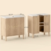 MOBILE SOTTOLAVABO A 2 ANTE CON RIPIANO EFFETTO MARMO E MENSOLA REGOLABILE, ROVERE