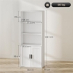 LIBRERIA CON RIPIANI APERTI E ARMADIETTO 2 ANTE CON MENSOLA INTERNA REGOLABILE, 60X30X145.5 CM, BIANCO