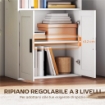 LIBRERIA CON RIPIANI APERTI E ARMADIETTO 2 ANTE CON MENSOLA INTERNA REGOLABILE, 60X30X145.5 CM, BIANCO