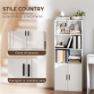 LIBRERIA CON RIPIANI APERTI E ARMADIETTO 2 ANTE CON MENSOLA INTERNA REGOLABILE, 60X30X145.5 CM, BIANCO
