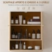 ARMADIETTO BAGNO A PARETE CON RIPIANO APERTO E ANTE DECORATE, PIANO EFFETTO MARMO, 60X18X70 CM, ROVERE