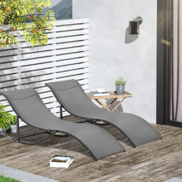 SET 2 SDRAIO DA GIARDINO PIEGHEVOLI 61 X 165 X 63 CM COLORE GRIGIO SCURO