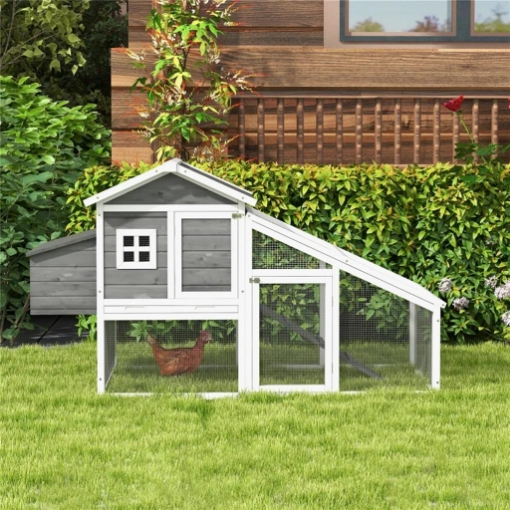GABBIA PER GALLINE O ANATRE, POLLAIO PREFABBRICATO IN LEGNO CON TETTO IMPERMEABILE, 178X95X100 CM, GRIGIO