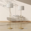 LAMPADA DA TERRA CON TELECOMANDO E LUMINOSITÓ REGOLABILE 3000K-6000K, PARALUME IN TESSUTO, ORO
