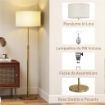 LAMPADA DA TERRA CON TELECOMANDO E LUMINOSITÓ REGOLABILE 3000K-6000K, PARALUME IN TESSUTO, ORO