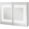 SPECCHIO BAGNO CONTENITORE CON LUCE LED, 80 X 65CM MOBILE BAGNO CON SPECCHIO, ANTA SOFT CLOSE, DIMMERABILE A 3 COLORI, RIPIANI REGOLABILI, BIANCO LUCIDO