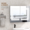SPECCHIO BAGNO CONTENITORE CON LUCE LED, 80 X 65CM MOBILE BAGNO CON SPECCHIO, ANTA SOFT CLOSE, DIMMERABILE A 3 COLORI, RIPIANI REGOLABILI, BIANCO LUCIDO