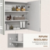 SPECCHIO BAGNO CONTENITORE CON LUCE LED, 80 X 65CM MOBILE BAGNO CON SPECCHIO, ANTA SOFT CLOSE, DIMMERABILE A 3 COLORI, RIPIANI REGOLABILI, BIANCO LUCIDO