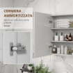 SPECCHIO BAGNO CONTENITORE CON LUCE LED, 80 X 65CM MOBILE BAGNO CON SPECCHIO, ANTA SOFT CLOSE, DIMMERABILE A 3 COLORI, RIPIANI REGOLABILI, BIANCO LUCIDO