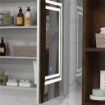 SPECCHIO BAGNO CONTENITORE CON LUCE LED, 80 X 65CM MOBILE BAGNO CON SPECCHIO, ANTA SOFT CLOSE, DIMMERABILE A 3 COLORI, RIPIANI REGOLABILI, BIANCO LUCIDO