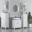 MOBILE BAGNO CON 2 ANTE E CASSETTO, MOBILETTO BAGNO SALVASPAZIO CON RIPIANI REGOLABILI, 60X30X102.5 CM, BIANCO