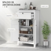 MOBILE BAGNO CON 2 ANTE E CASSETTO, MOBILETTO BAGNO SALVASPAZIO CON RIPIANI REGOLABILI, 60X30X102.5 CM, BIANCO