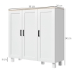 CREDENZA CUCINA IN LEGNO A 3 ANTE, RIPIANI REGOLABILI, STILE MINIMALISTA NORDICO, 90X30X90CM, BIANCO
