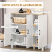 CREDENZA CUCINA IN LEGNO A 3 ANTE, RIPIANI REGOLABILI, STILE MINIMALISTA NORDICO, 90X30X90CM, BIANCO