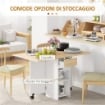 TAVOLO DA PRANZO PIEGHEVOLE CON CASSETTO E RIPIANI, TAVOLO SALVASPAZIO CON ALETTE RIBALTABILI PER CUCINA, SALA DA PRANZO, SOGGIORNO, ROVERE