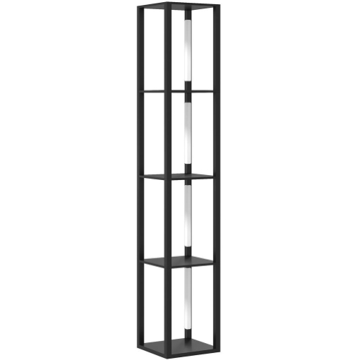 LAMPADA DA TERRA CON 4 RIPIANI, 3 LUMINOSITÓ REGOLABILI E INTERRUTTORE A PEDALE, 29X29X163 CM, NERO