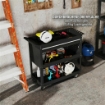CARRELLO 3 LIVELLI IN ACCIAIO CON CASSETTO, PORTA UTENSILI LATERALE E MANIGLIA, NERO