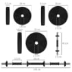 SET 2 IN 1 CON 2 MANUBRI CONVERTIBILI IN BILANCIERE, PESO TOTALE 25 KG E DISCHI PESI REGOLABILI, NERO