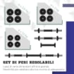 SET 2 IN 1 CON 2 MANUBRI CONVERTIBILI IN BILANCIERE, PESO TOTALE 25 KG E DISCHI PESI REGOLABILI, NERO