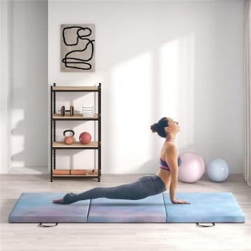 TAPPETINO DA GINNASTICA 180 CM PIEGHEVOLE, CRASH MAT SPESSO 5 CM CON MANIGLIE PER ALLENAMENTO A CASA, AZZURRO