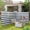 PARAVENTO DA SPIAGGIA PIEGHEVOLE FRANGIVISTA IN POLIESTERE CON BARRE IN ACCIAIO 540X150 CM GRIGIO E BIANCO