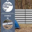 PARAVENTO DA SPIAGGIA PIEGHEVOLE FRANGIVISTA IN POLIESTERE CON BARRE IN ACCIAIO 540X150 CM GRIGIO E BIANCO