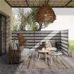 PARAVENTO DA SPIAGGIA PIEGHEVOLE FRANGIVISTA IN POLIESTERE CON BARRE IN ACCIAIO 540X150 CM GRIGIO E BIANCO