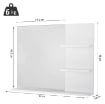 MOBILETTO PENSILE BAGNO CON SPECCHIO E 3 RIPIANI IN MDF 60 X 10 X 48 CM BIANCO